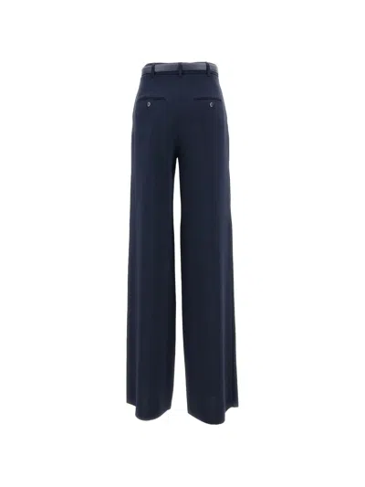 Max Mara Wide Leg Belted Trousers In Blue