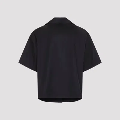 Prada Short Sleeve Collared Jacket Front Pocket In Black