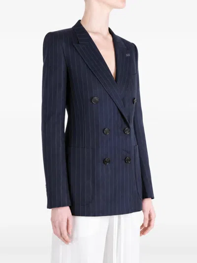 Givenchy Double Breasted Jacket With Pockets In Blue