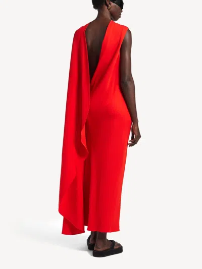 Balenciaga Silk-wool Draped Cape Midi Dress In Red