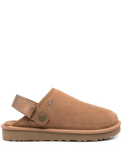 Ugg Suede Slip-on Mules With Adjustable Back Strap In Brown