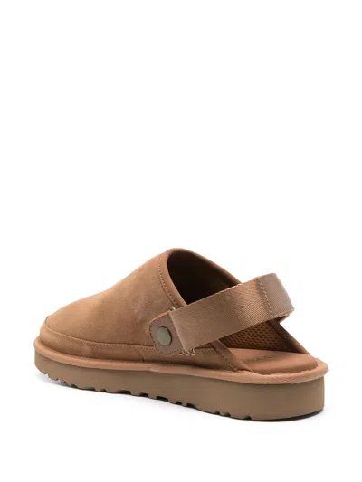 Ugg Suede Slip-on Mules With Adjustable Back Strap In Brown