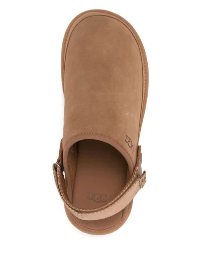 Ugg Suede Slip-on Mules With Adjustable Back Strap In Brown