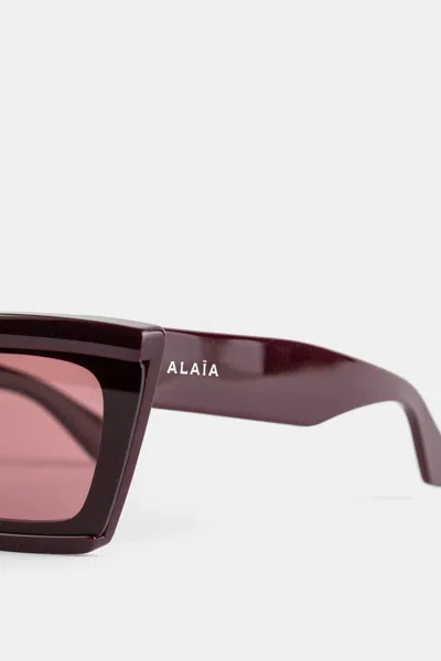 Alaïa Mask Rectangular Sunglasses In Burgundy