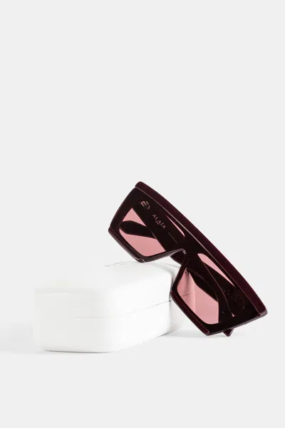 Alaïa Mask Rectangular Sunglasses In Burgundy