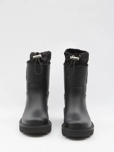 Moncler Kickstream Drawstring Rain Boots In Black