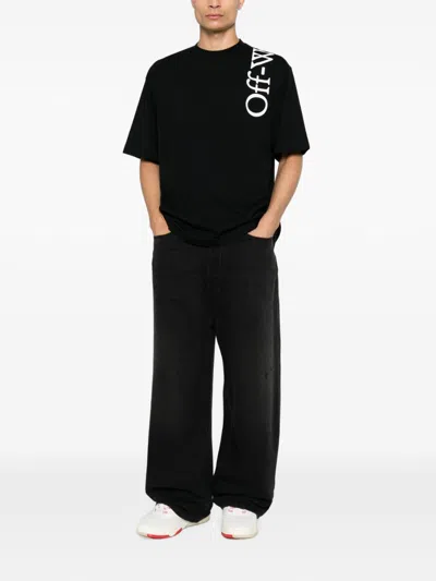 Off-white Off White Vertical Bookish Skate Cotton T-shirt In Black