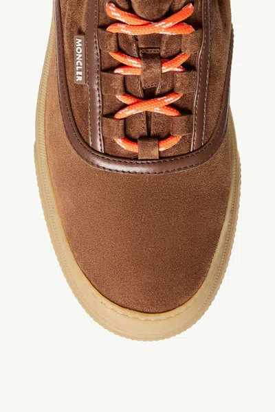 Moncler Luxe Suede Lace-up Sneakers For Women In Brown