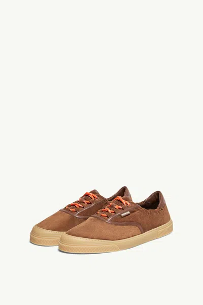 Moncler Luxe Suede Lace-up Sneakers For Women In Brown