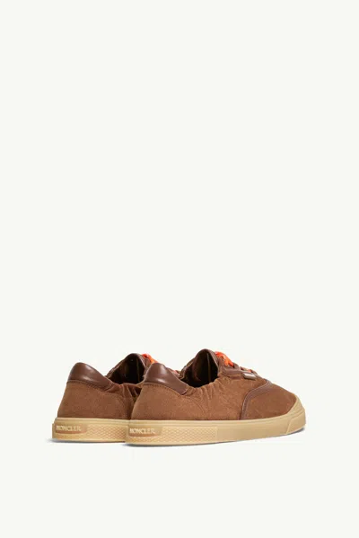 Moncler Luxe Suede Lace-up Sneakers For Women In Brown