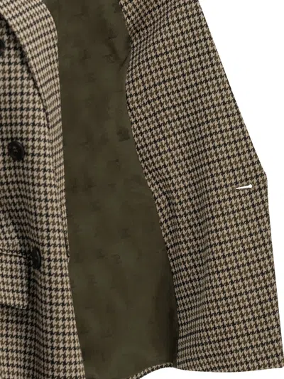 Max Mara Double-breasted Houndstooth Blazer In Brown