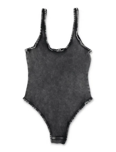 Diesel Grey Cotton Elastane Top In Black