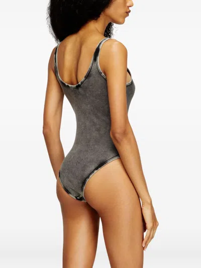 Diesel Grey Cotton Elastane Top In Black
