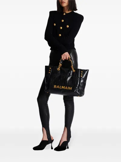 Balmain Open Tote Large In Black