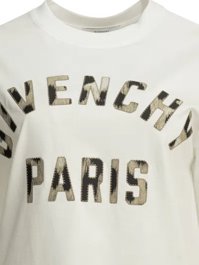 Givenchy " Paris" Crew-neck T-shirt In White