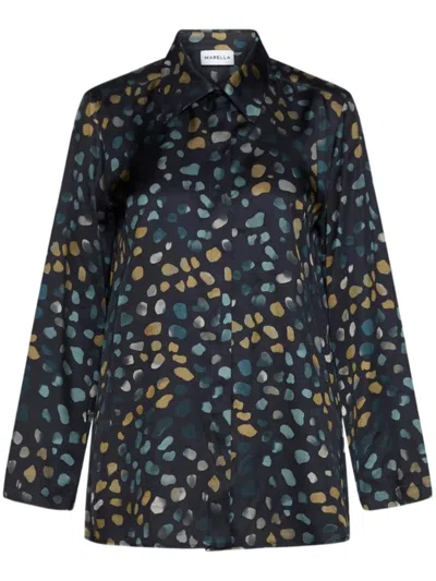 Marella Black Abstract Spotted Pattern Blouse In Multi