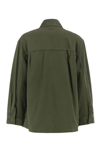 Weekend Max Mara Embroidered-patch Cotton Jacket In Green