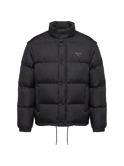 Prada Re-nylon Down Jacket In Blue