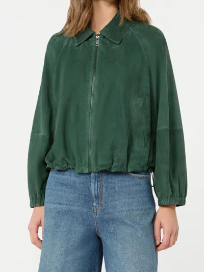 Weekend Max Mara Collared Coat Elastic Cuffs Side Pockets In Green