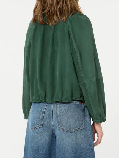 Weekend Max Mara Collared Coat Elastic Cuffs Side Pockets In Green