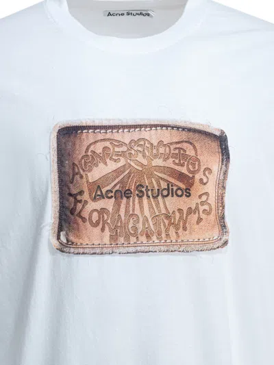 Acne Studios White Cotton T-shirt In Blue
