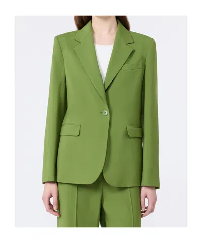 Weekend Max Mara Single-breasted Virgin Wool Blazer In Green