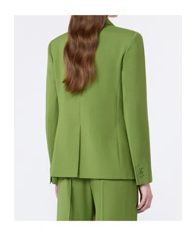 Weekend Max Mara Single-breasted Virgin Wool Blazer In Green