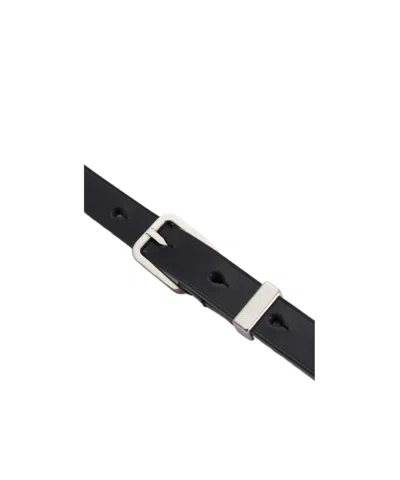 Jil Sander Rectangular-buckle Slim Belt In Black