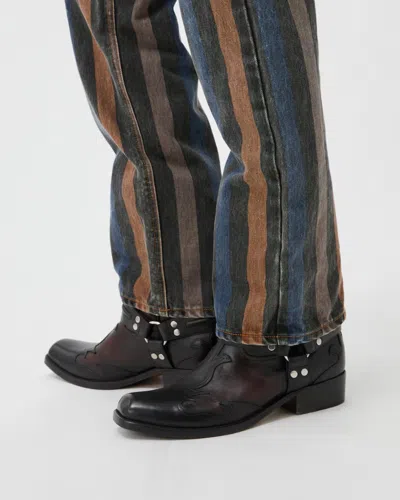 Versace Sylvester Leather Texan Boots In Brown