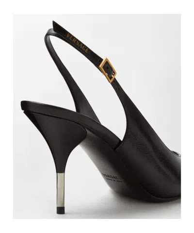 Versace Pointed Slingback Pumps In Black