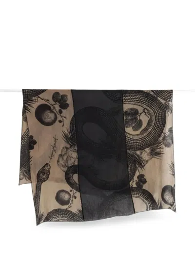 Friendly Hunting Snake-print Patchwork Scarf In Multi