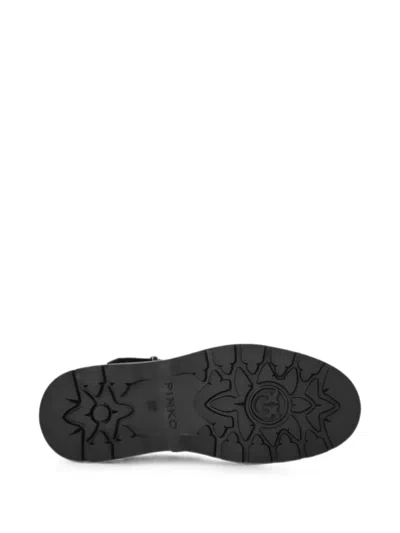 Pinko Ankle Boots With Silver Buckle And Sturdy Sole In Black