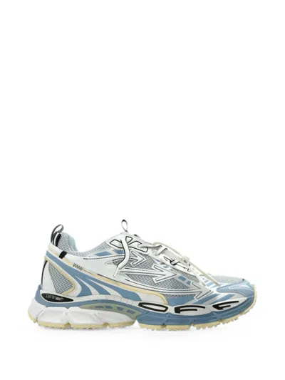 Off-white Mesh Sneakers Round Toe Rubber Sole Pull Tab In Blue
