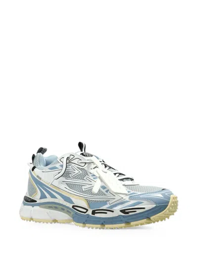 Off-white Mesh Sneakers Round Toe Rubber Sole Pull Tab In Blue