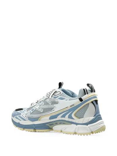 Off-white Mesh Sneakers Round Toe Rubber Sole Pull Tab In Blue