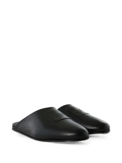 Givenchy Label Flat Mules In Nappa Leather In Black