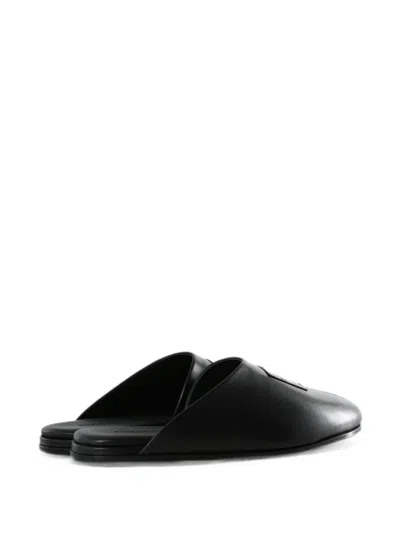 Givenchy Label Flat Mules In Nappa Leather In Black