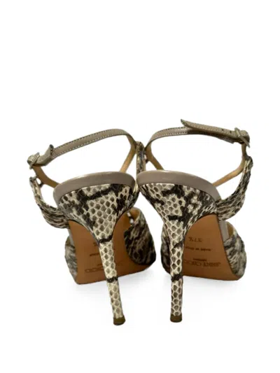 Pre-owned Jimmy Choo Python-embossed Strappy Sandals In Neutrals