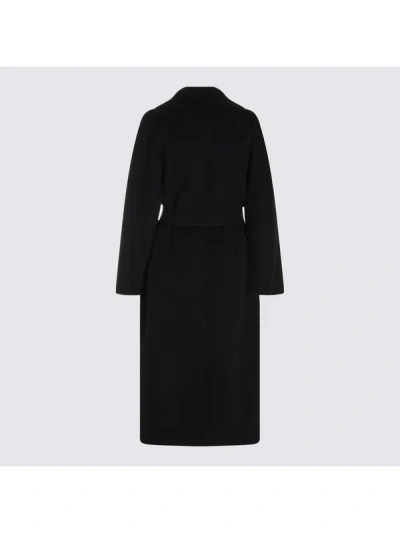 Max Mara Belted Wrap Coat In Black