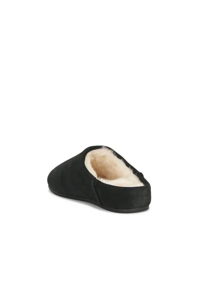 Ugg -style Elea Suede Faux Fur Slip-on Flat Mule In Black