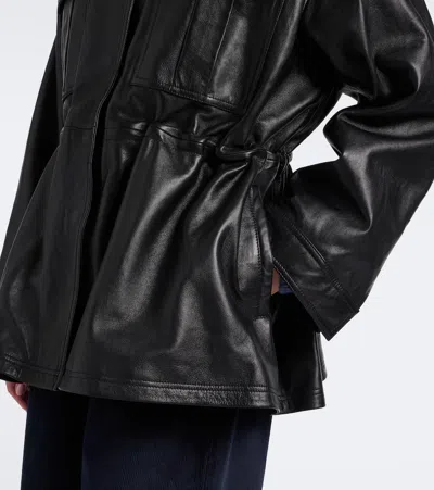 Rohe Leather Jacket With Adjustable Drawstring Waist In Black