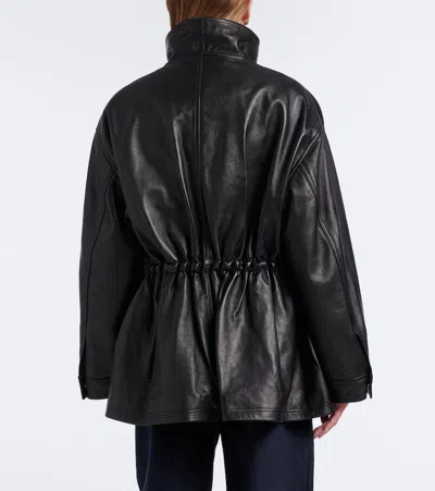 Rohe Leather Jacket With Adjustable Drawstring Waist In Black