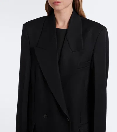 Rohe Black Double Breasted Tailored Coat In Black