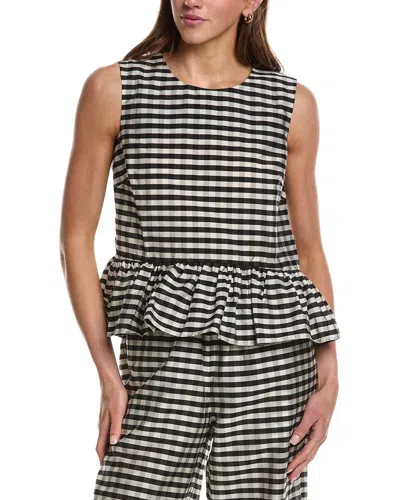 Ted Baker Colette Gingham Sleeveless Peplum Top In Black