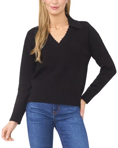 Ted Baker Meliora Collared V Neck Top In Black