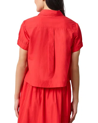 Lilla P Elastic Cuff Button Down Top In Red In Red