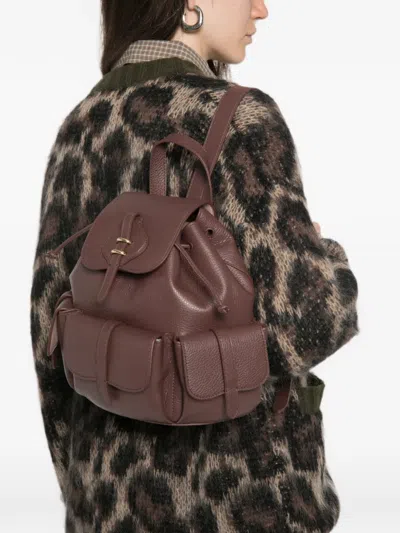Coccinelle Medium Pebbled Leather Backpack In Blue