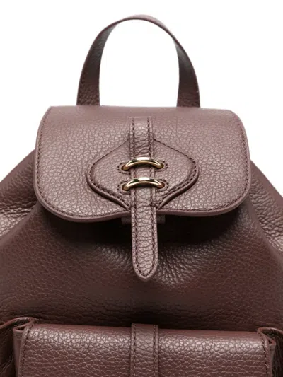 Coccinelle Medium Pebbled Leather Backpack In Blue