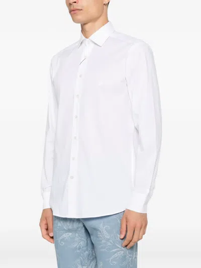 Etro Roma Logo Shirt Regular Fit Long Sleeves In White