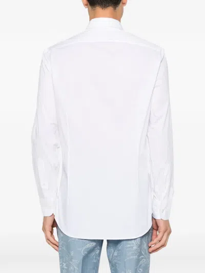 Etro Roma Logo Shirt Regular Fit Long Sleeves In White